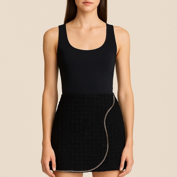 AMANDA UPRICHARD DALE SKIRT {$180} Black Sparkled Gold Hardware Durham Tweed Sm - Picture 1 of 5